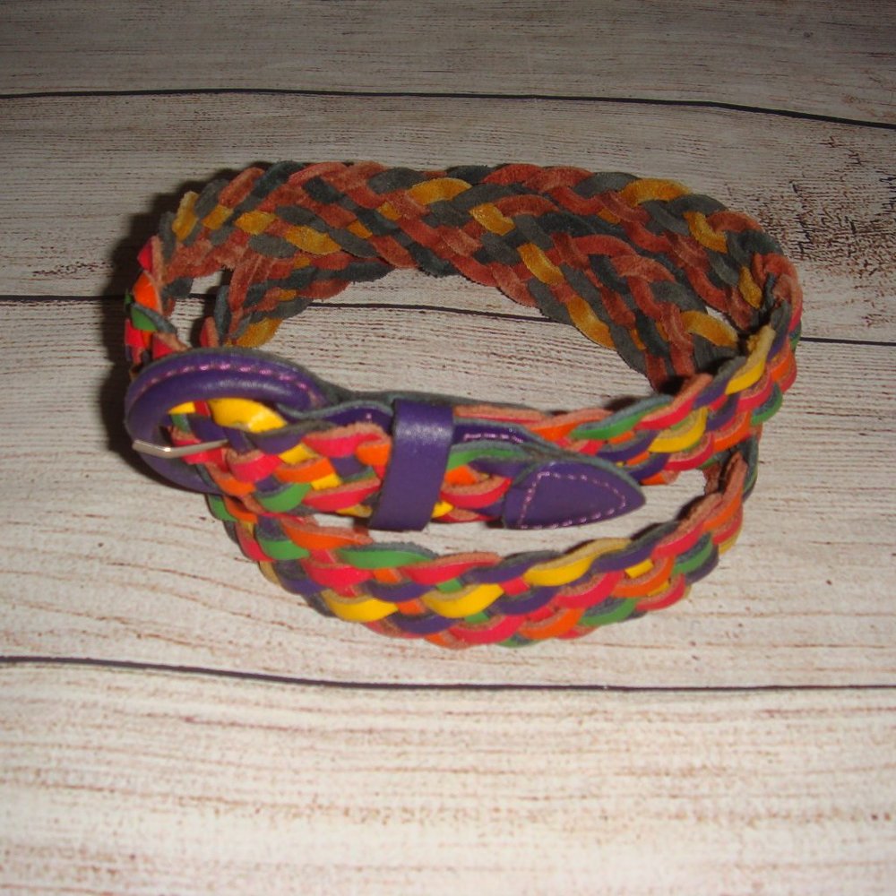 Vintage Woven Muti-Color Leather Belt S